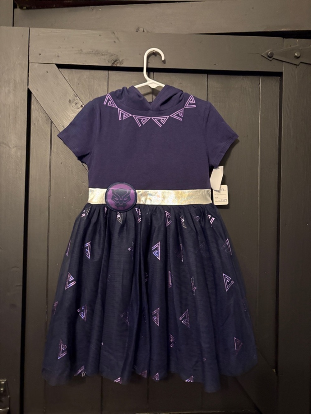 Marvel Navy and Purple Girls Hooded Dress with Black Panther Detail